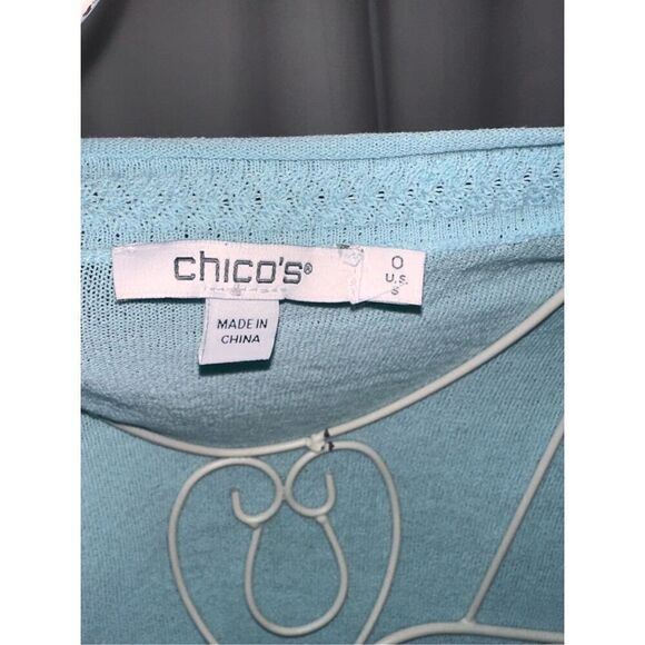 GREAT CONDITION Chicos Women's Kiara Sheer Cardigan Open Cardigan Blue size 0 (s - Picture 4 of 9